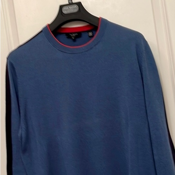 New Soft Men’s blue Ted Baker, London size 7 crewneck cupro  poly wool cashmere - Picture 2 of 8